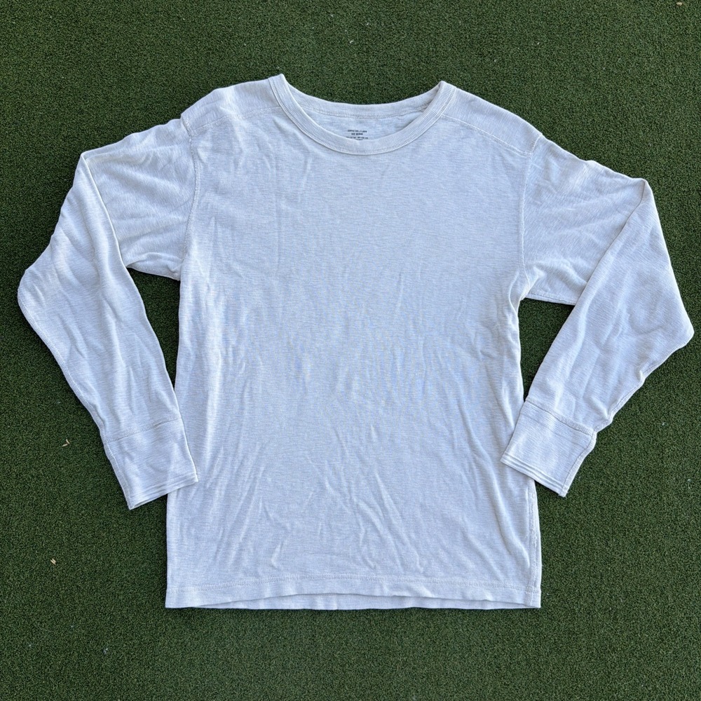 Buck Mason Mens Service Rib Crew Thermal Shirt Sans Long Sleeve Medium Cream